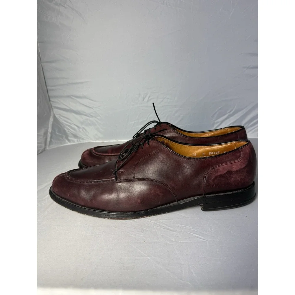 Allen Edmonds Bradley Burgundy Leather Derby Dress Shoes Round Toe 15 D Men's